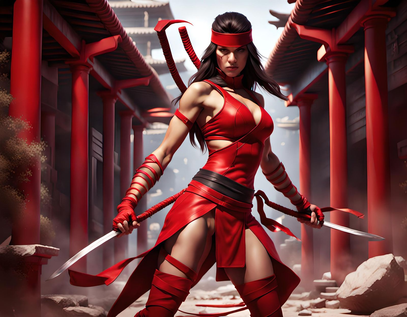 Elektra Natchios: Marvel Ninja in Detailed Matte Painting