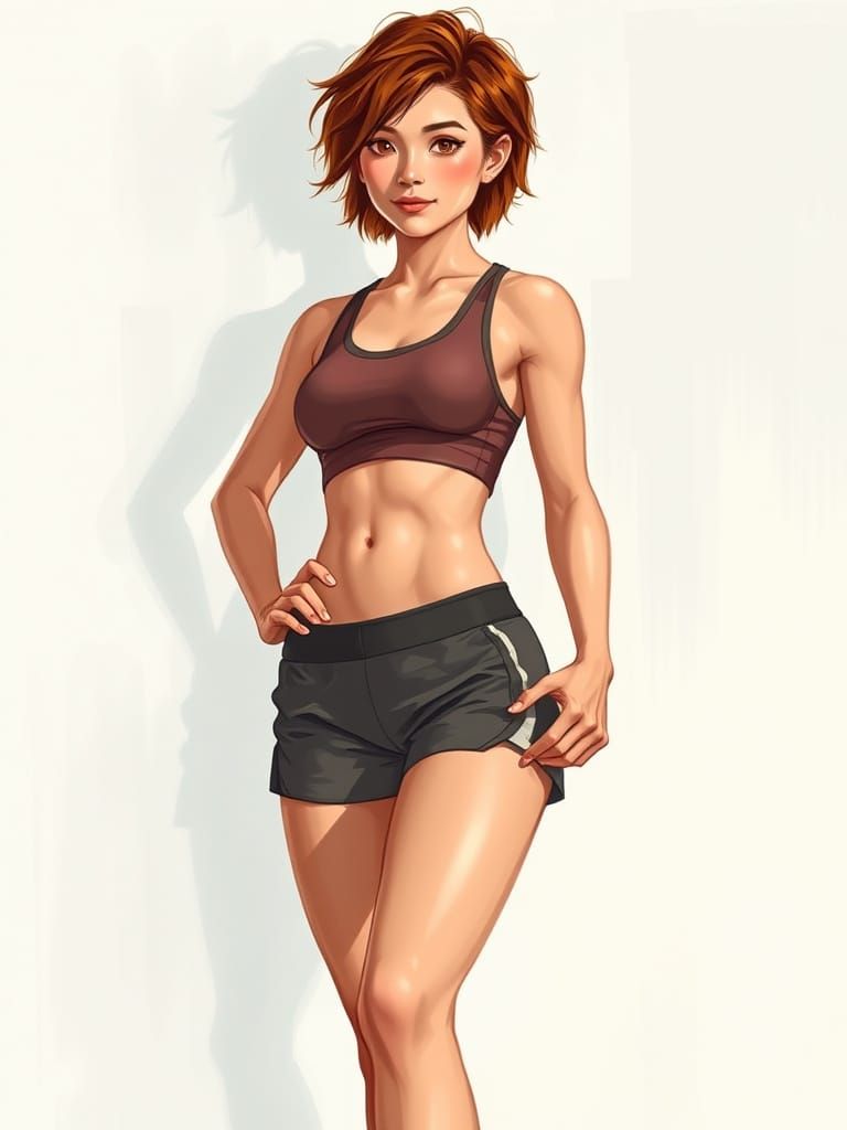 Confident Athlete in Art Nouveau Style