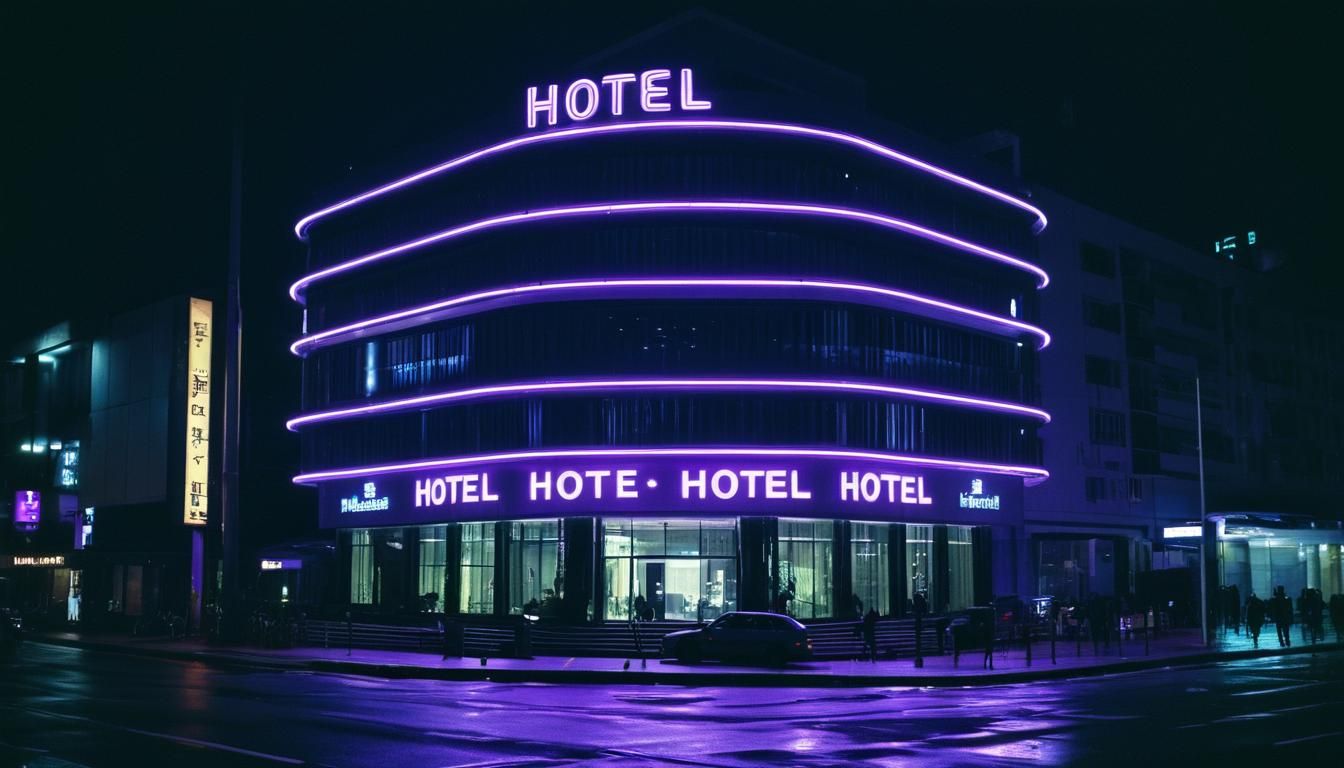Futuristic Hotel at Night in Architecture Photography Style