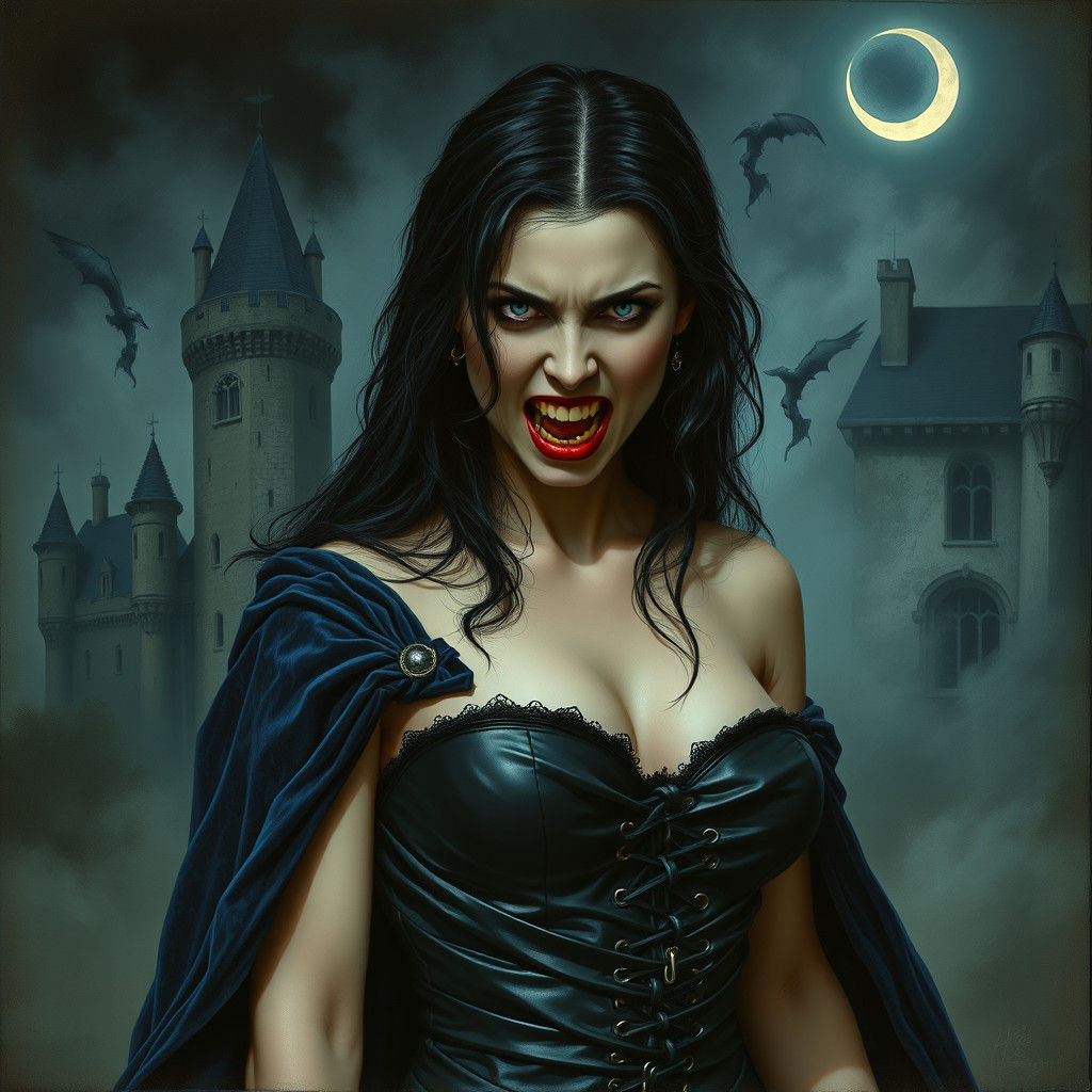 Vampire Woman in Dark Romanticism Style