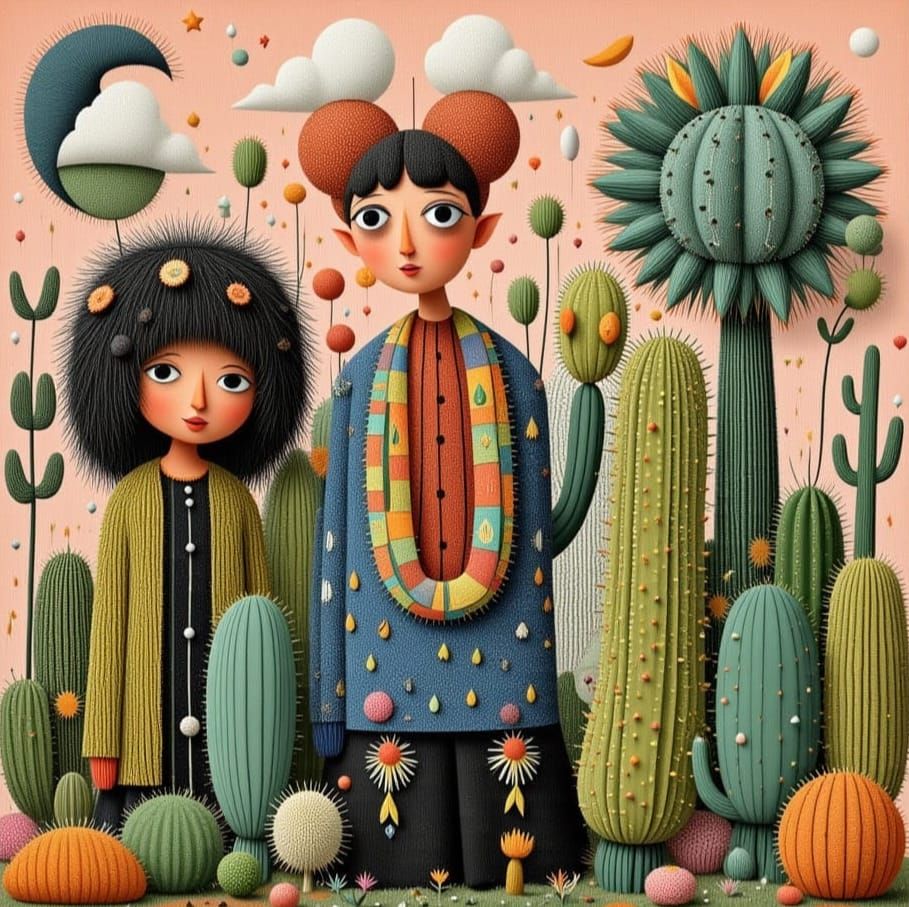 Surreal Cactus Person in Whimsical Style
