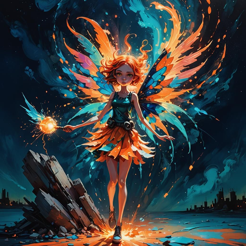 Bomb Fairy Girl in Modern Art Style