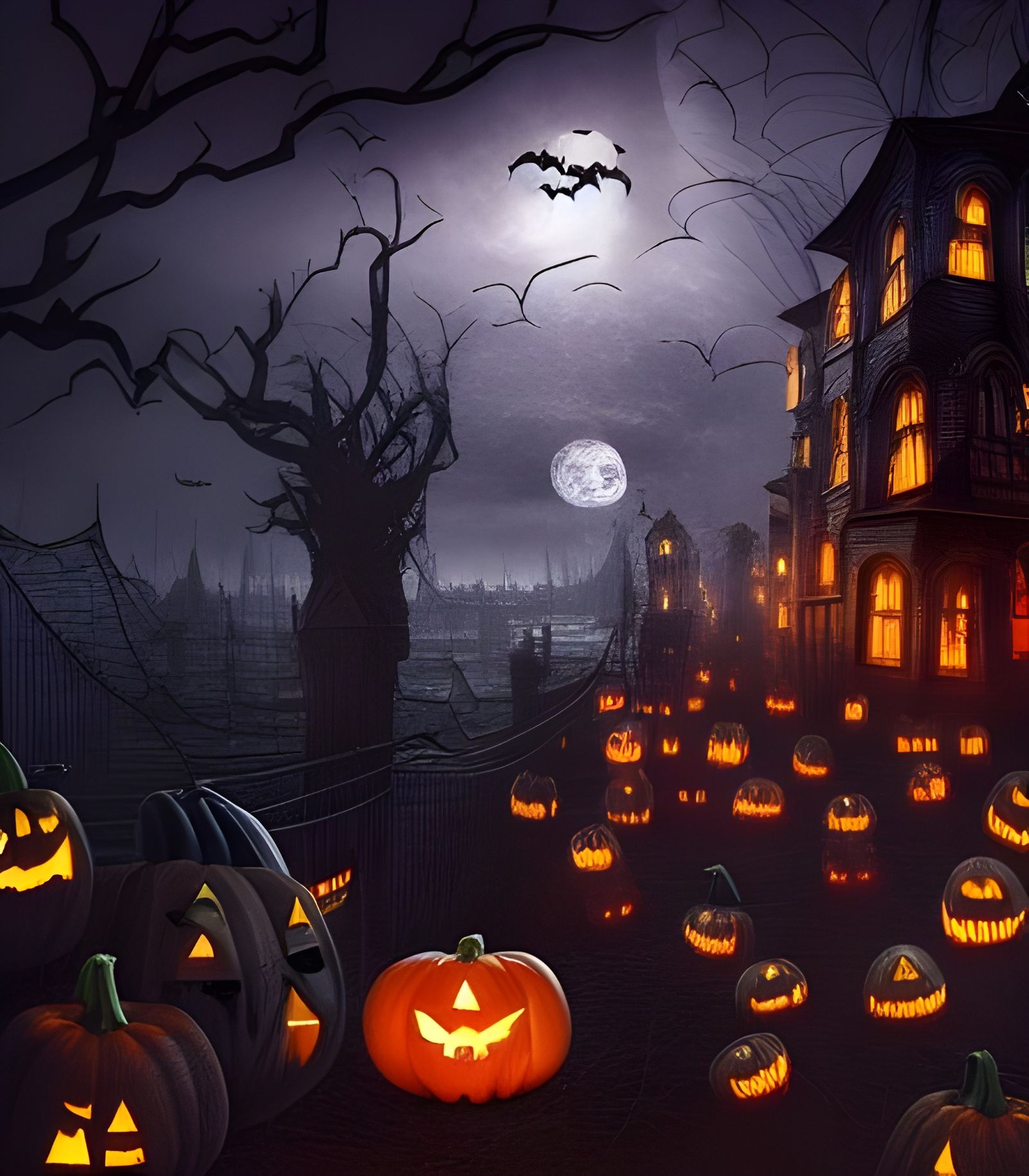 Epic Halloween City in Biopunk Dystopia