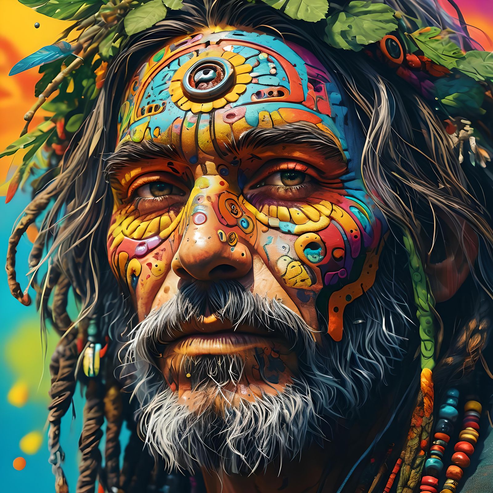 Biopunk Hippy Commune in Splash Art Style