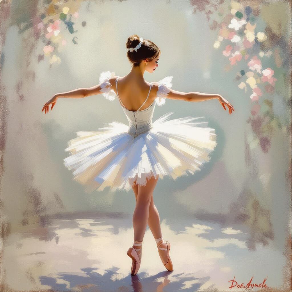 Ballerina's Impressionist Dance in Monet Style