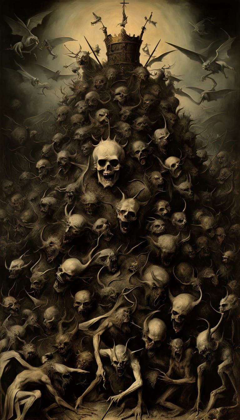 Dark Fantasy King in Hellish Realm of Demons