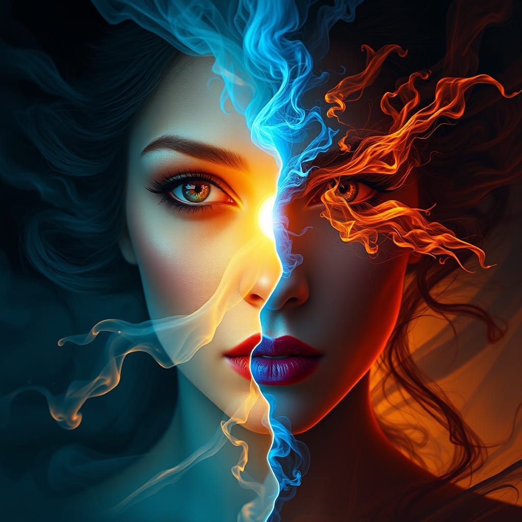 Serene Turbulence in Golden Light and Dark Blues