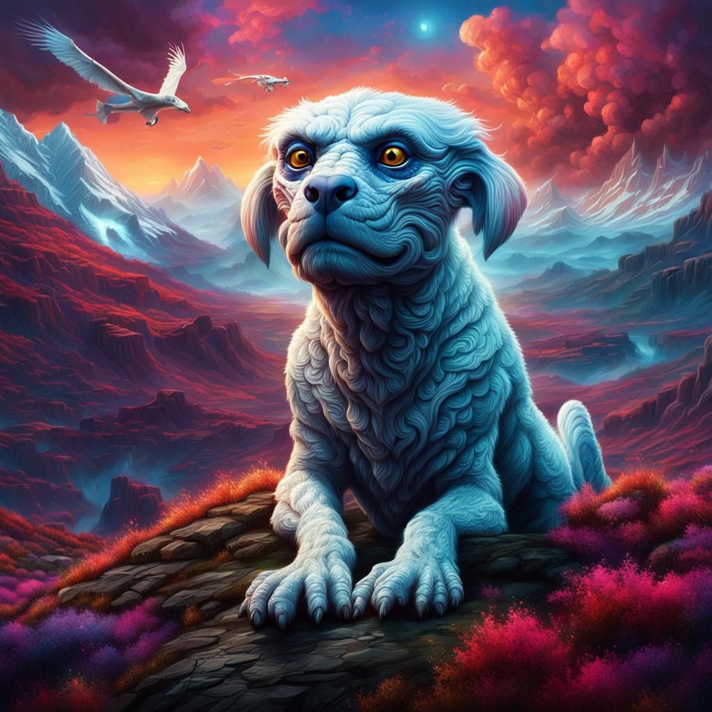 Falkor in Bold Vibrant Color: Digital Matte Painting