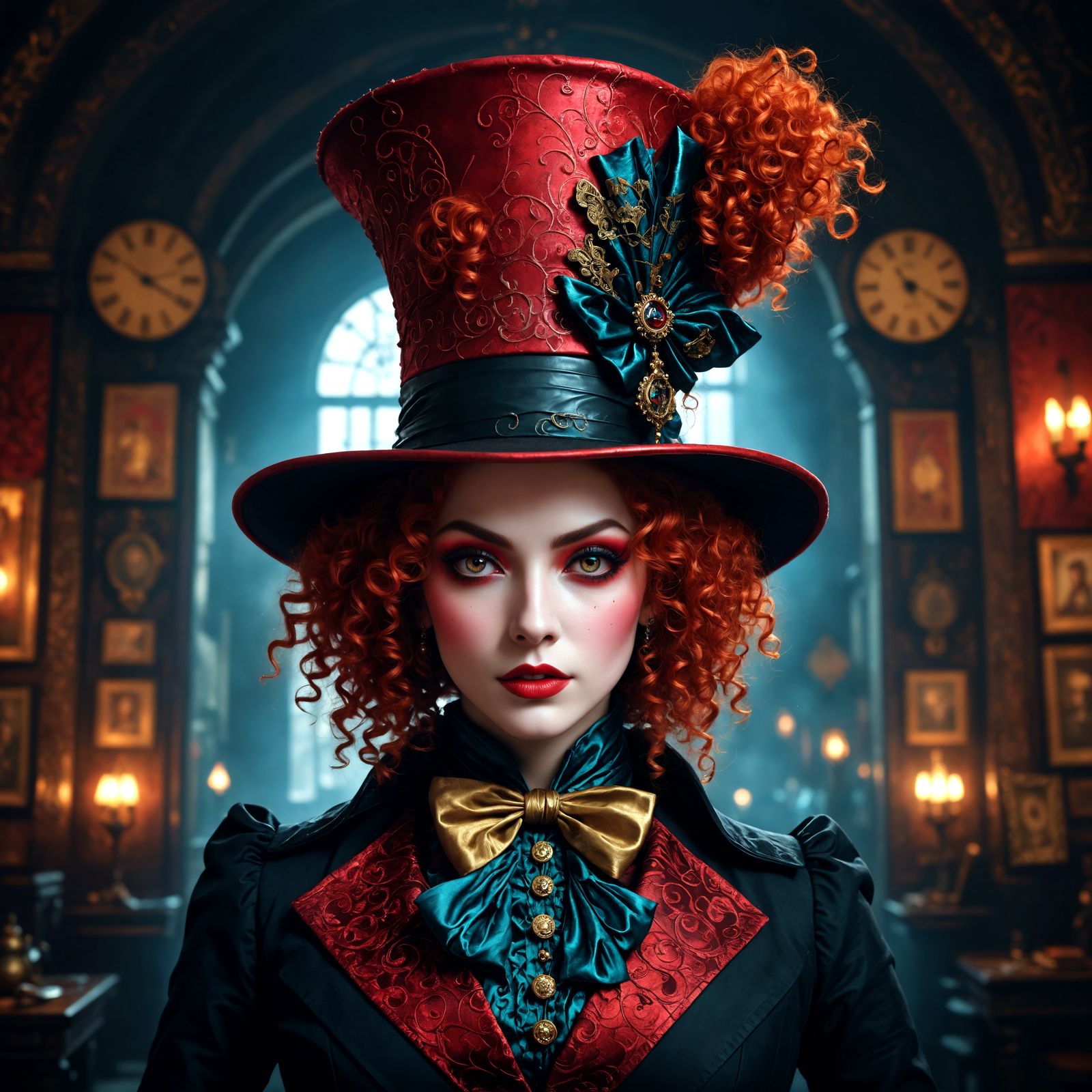 Elaborate Mad Hatter Portrait in Fantasy Art Style