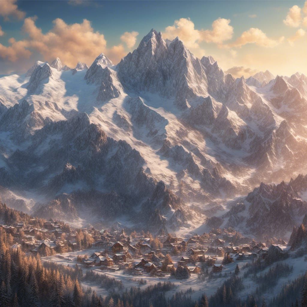 Alpine Mountain Range with Vibrant Detail in 8K