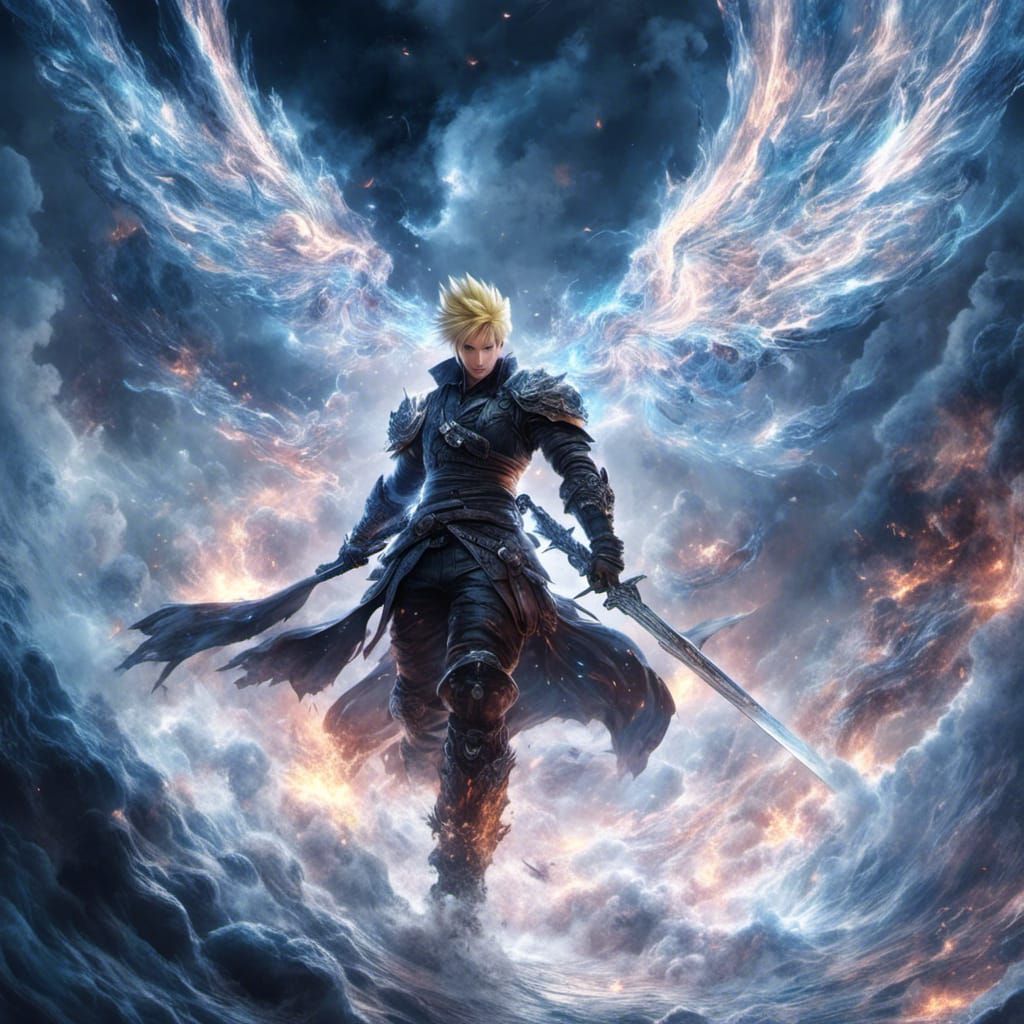 Cloud Strife's Ultimate Sacrifice in Hyperreal Digital Art