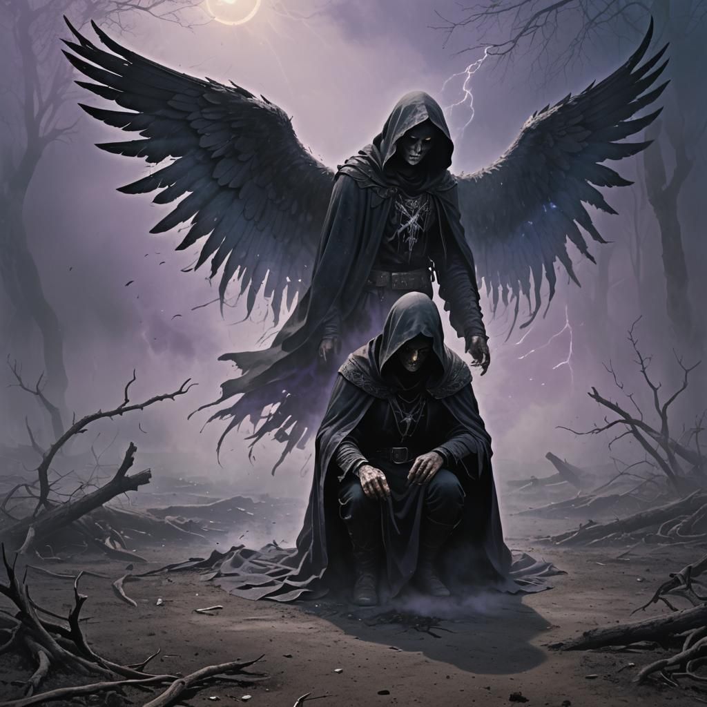 Angel of Death in Desolate Dark Fantasy Illustration