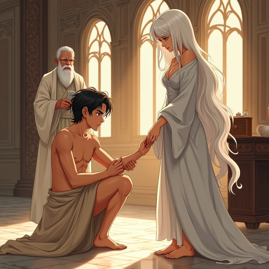 Anime Style Palace Scene with Doctor and Patient