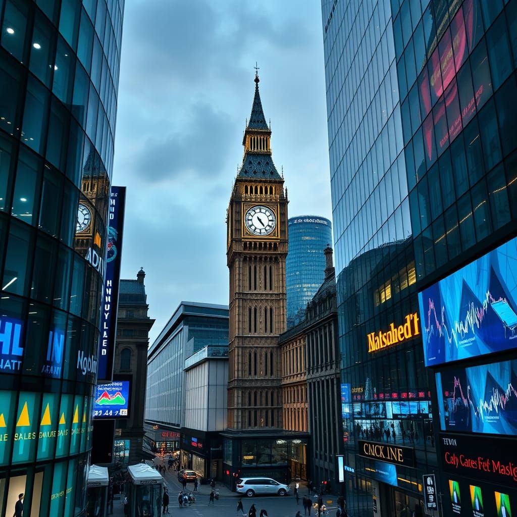Dramatic View of London's Financial District
