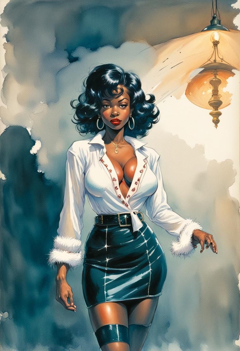 Festive Woman in Acrylic Comic Style