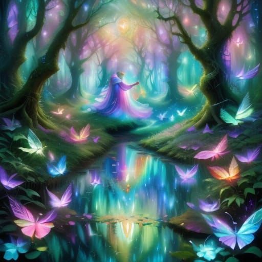 Enchanting Fairy Witch Casting a Spell in Fantasy Art