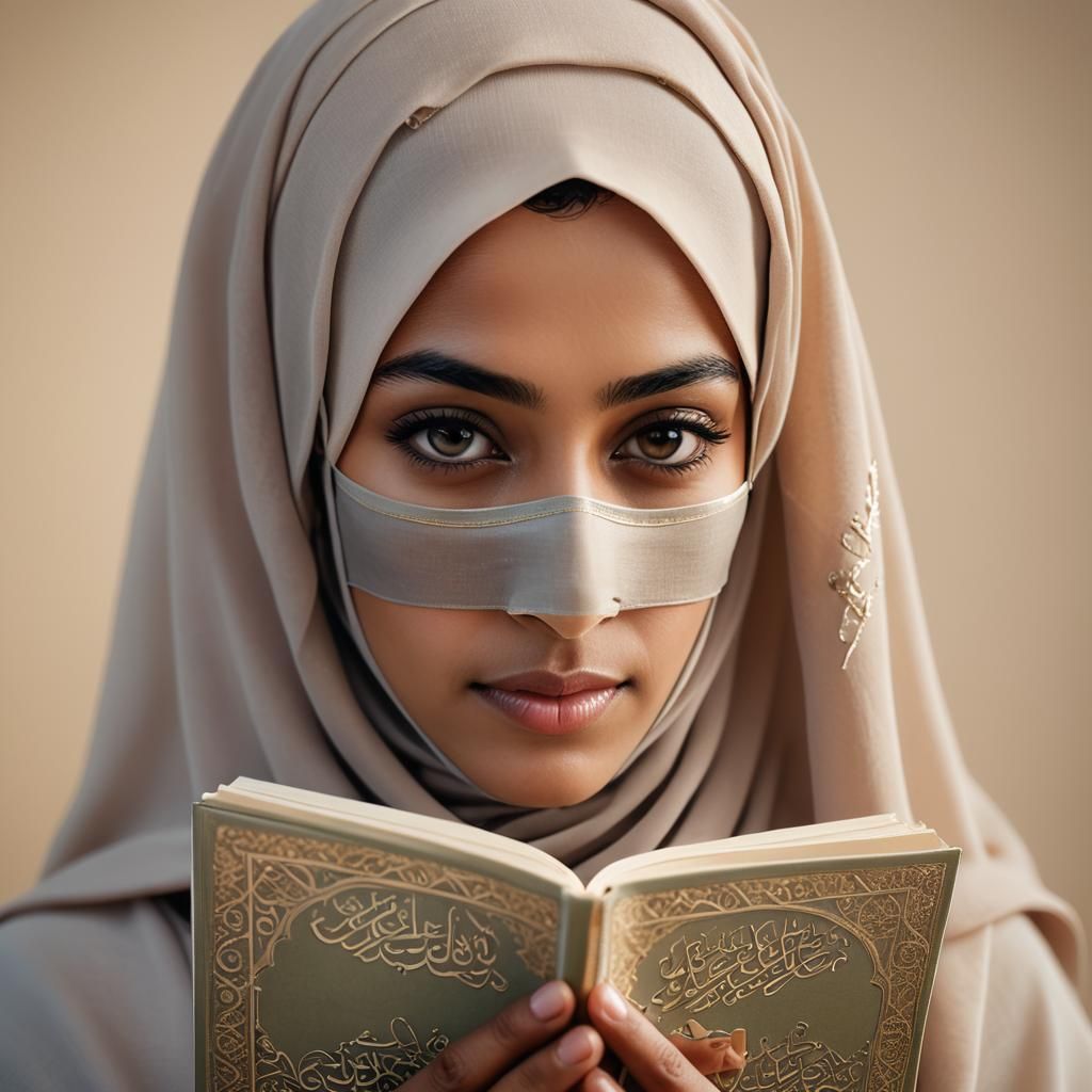 Muslim Woman Reading Quran: Soft Portrait Photography