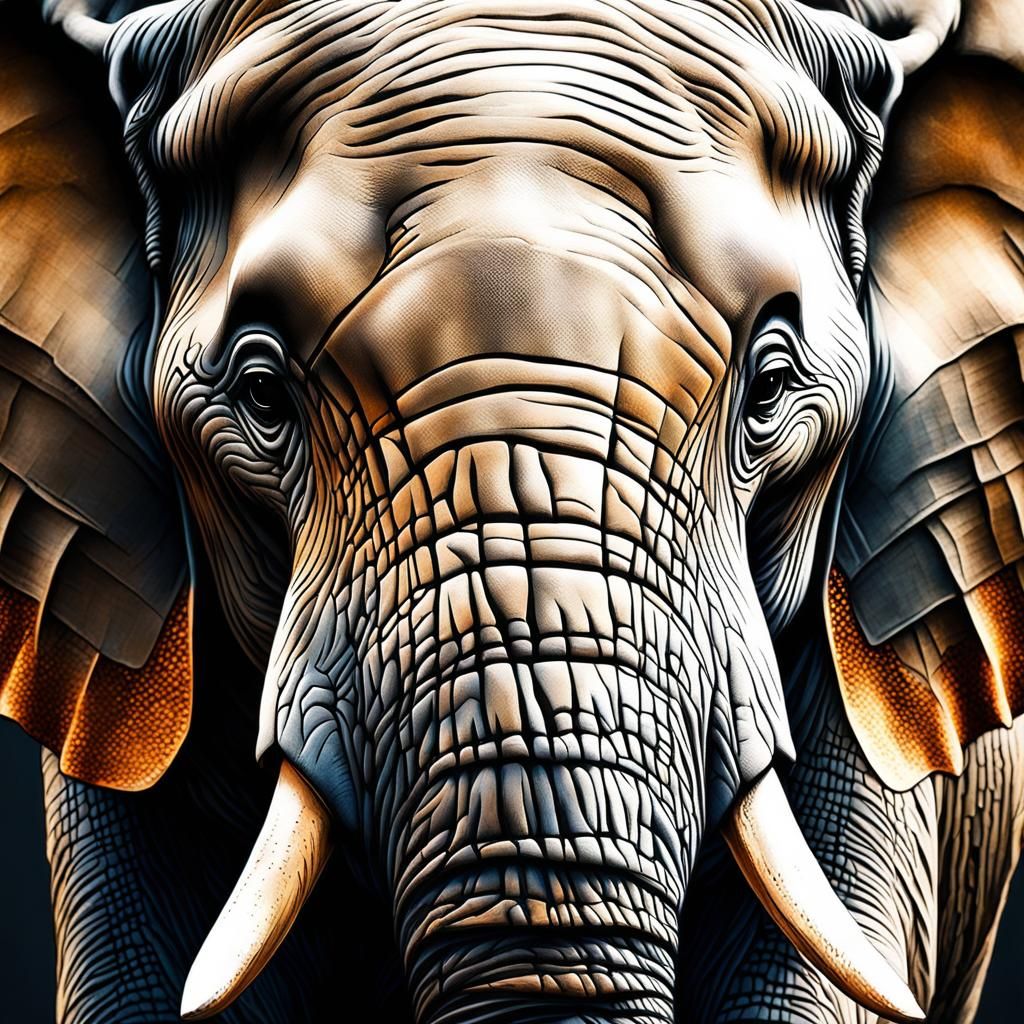 Majestic Elephant with Intricate Skin Patterns