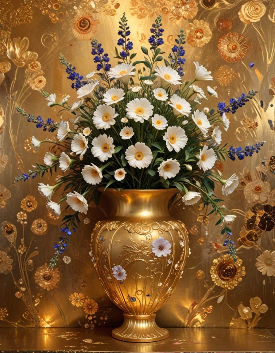 Golden Vase in Abstract Expressionism