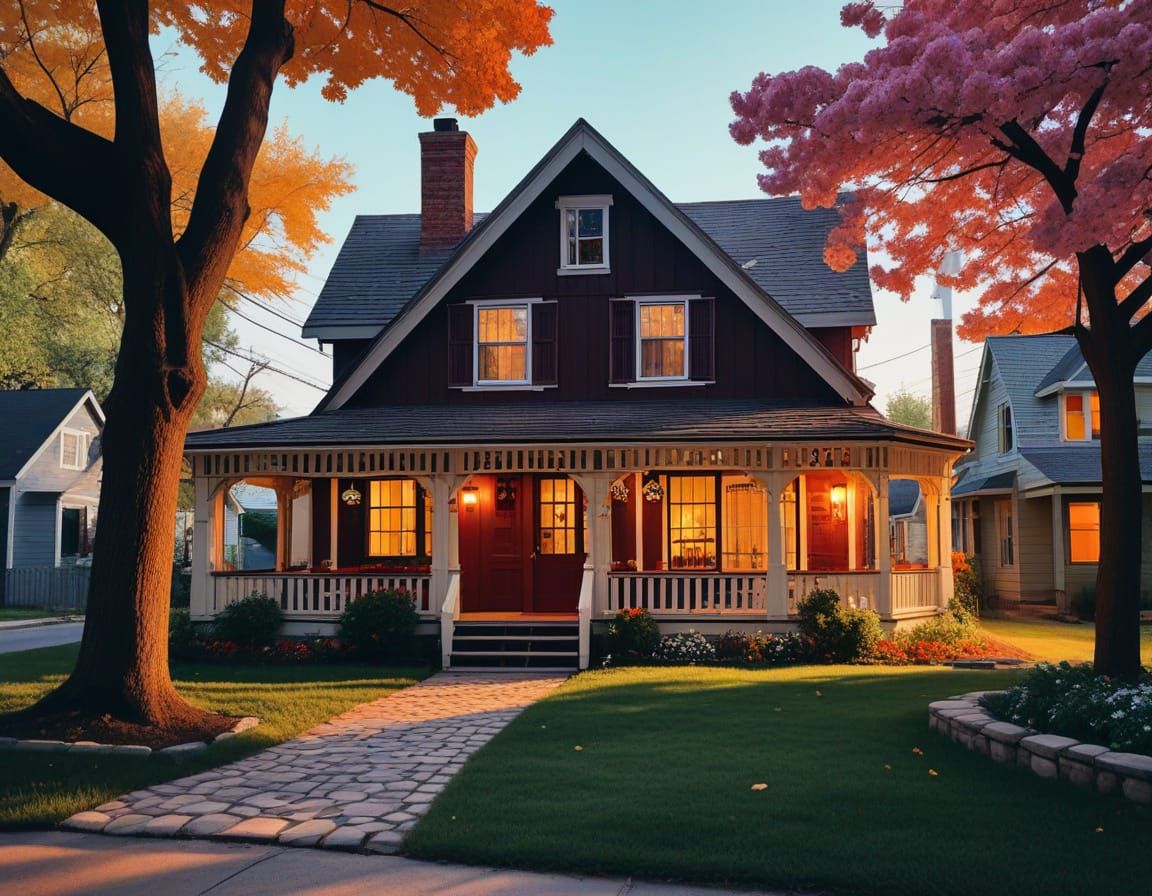 AI Image of Cozy Home, Cherry Blossoms, and Wilting Rose