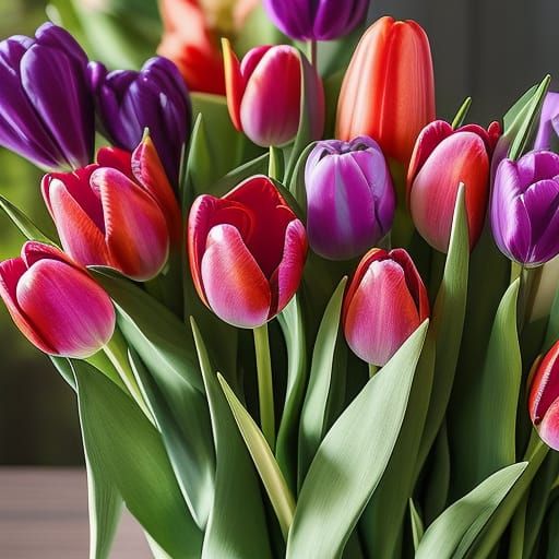 Hyperdetailed Tulips in Neon Colors