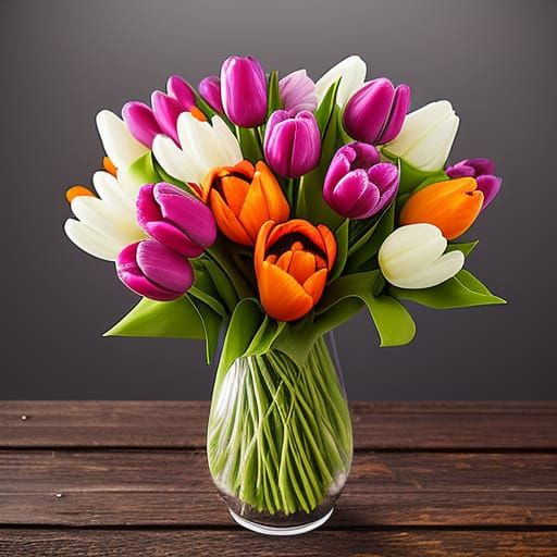 Hyperdetailed Tulips Artwork in Neon Colors