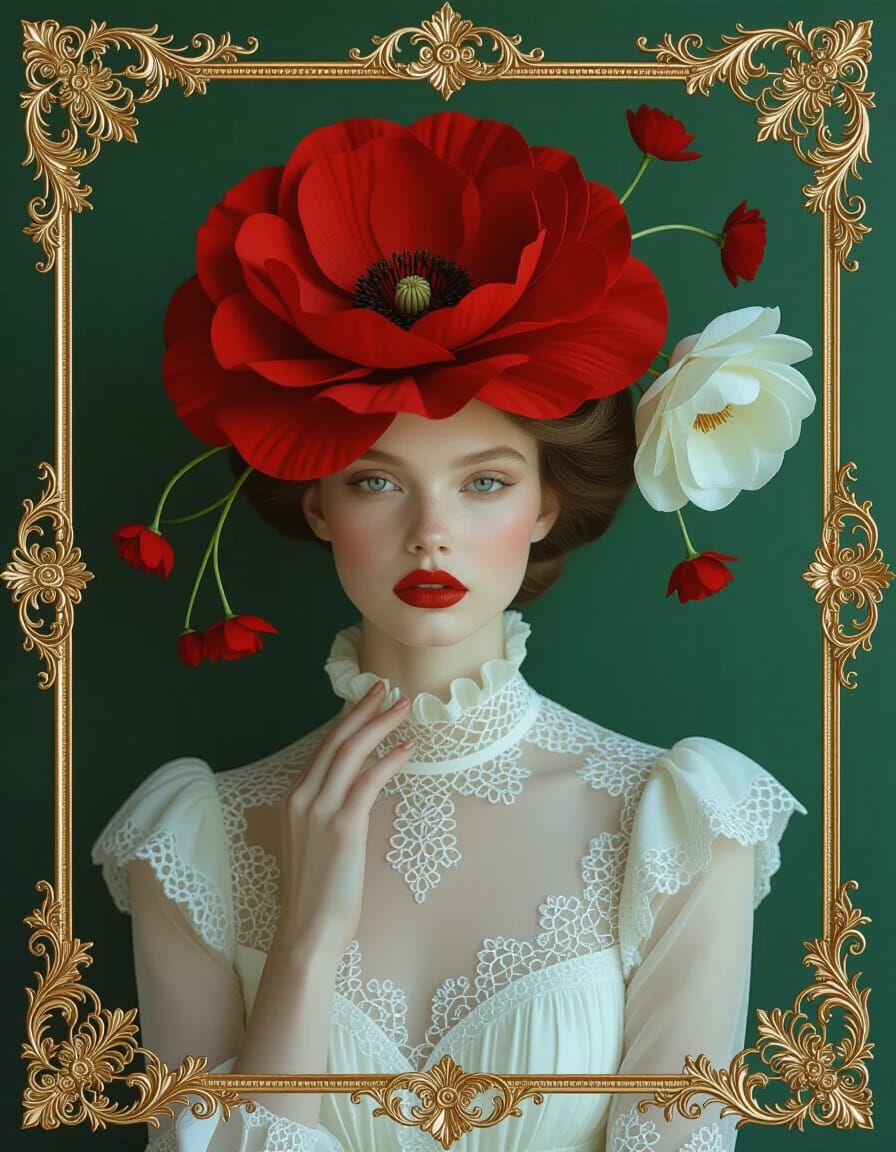 Ethereal Woman with Red Flower, Roversi Style
