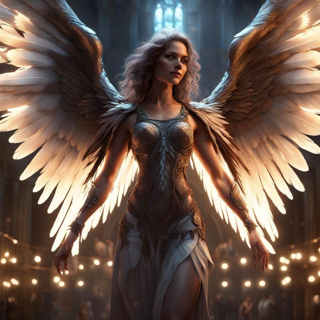 Angel Warrior in Dark Fantasy Style