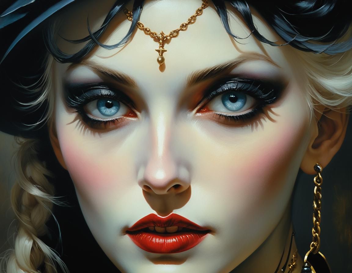 Marie Antoinette Portrait in Dark Fantasy Style