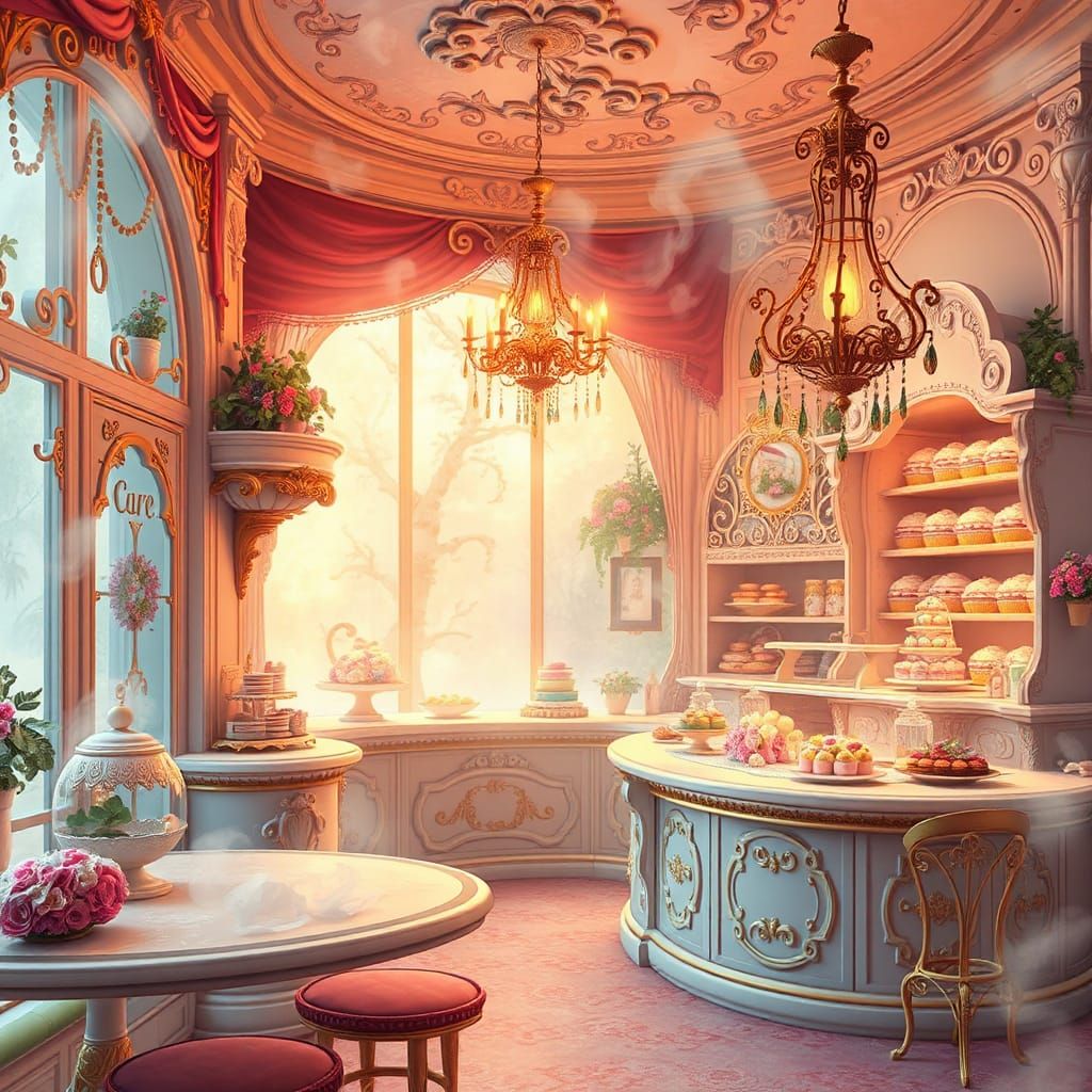 Ethereal Pastry Shop with Sugar-Glass Decorations