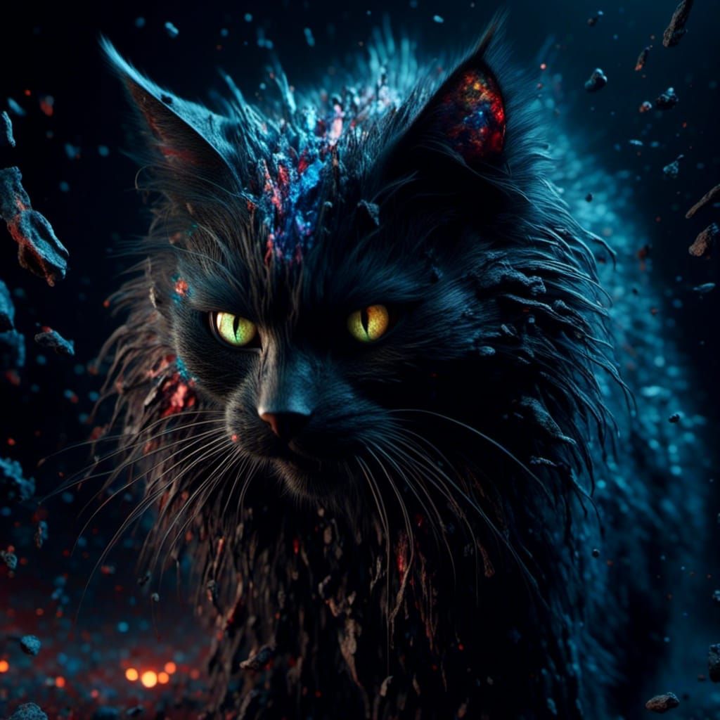 Menacing Black Cat Charges Through Dust Storm