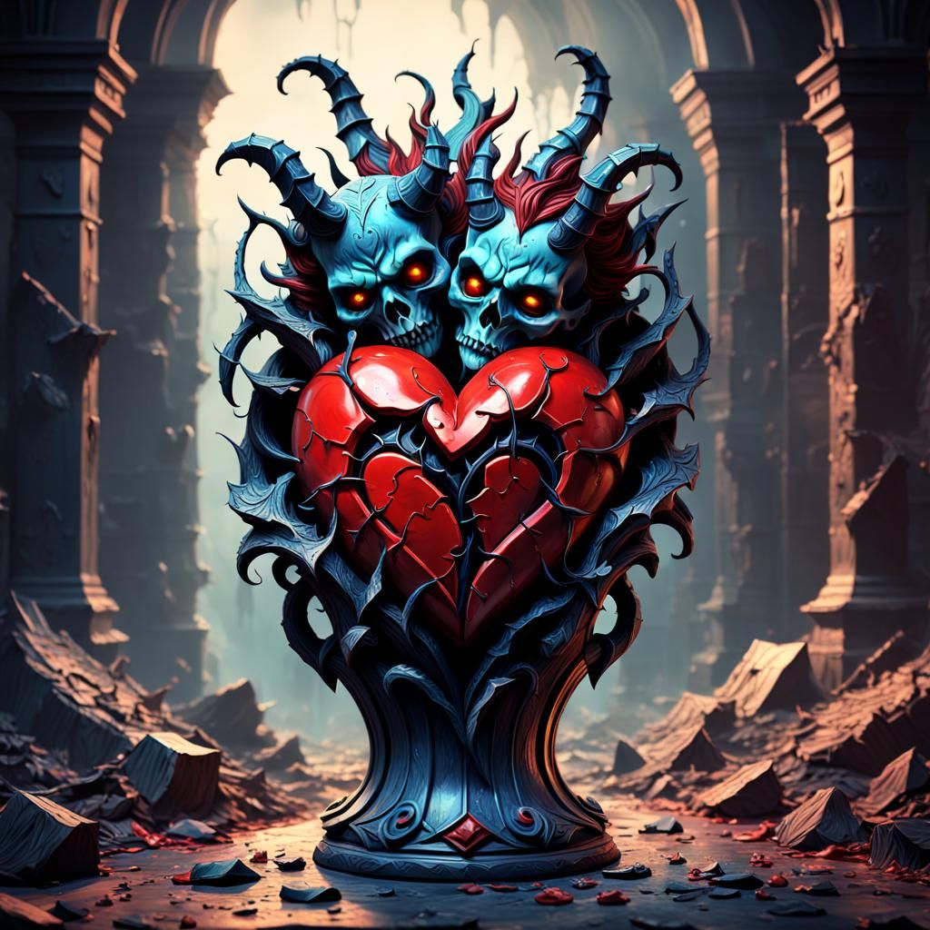 Demons Guard a Broken Heart Vase