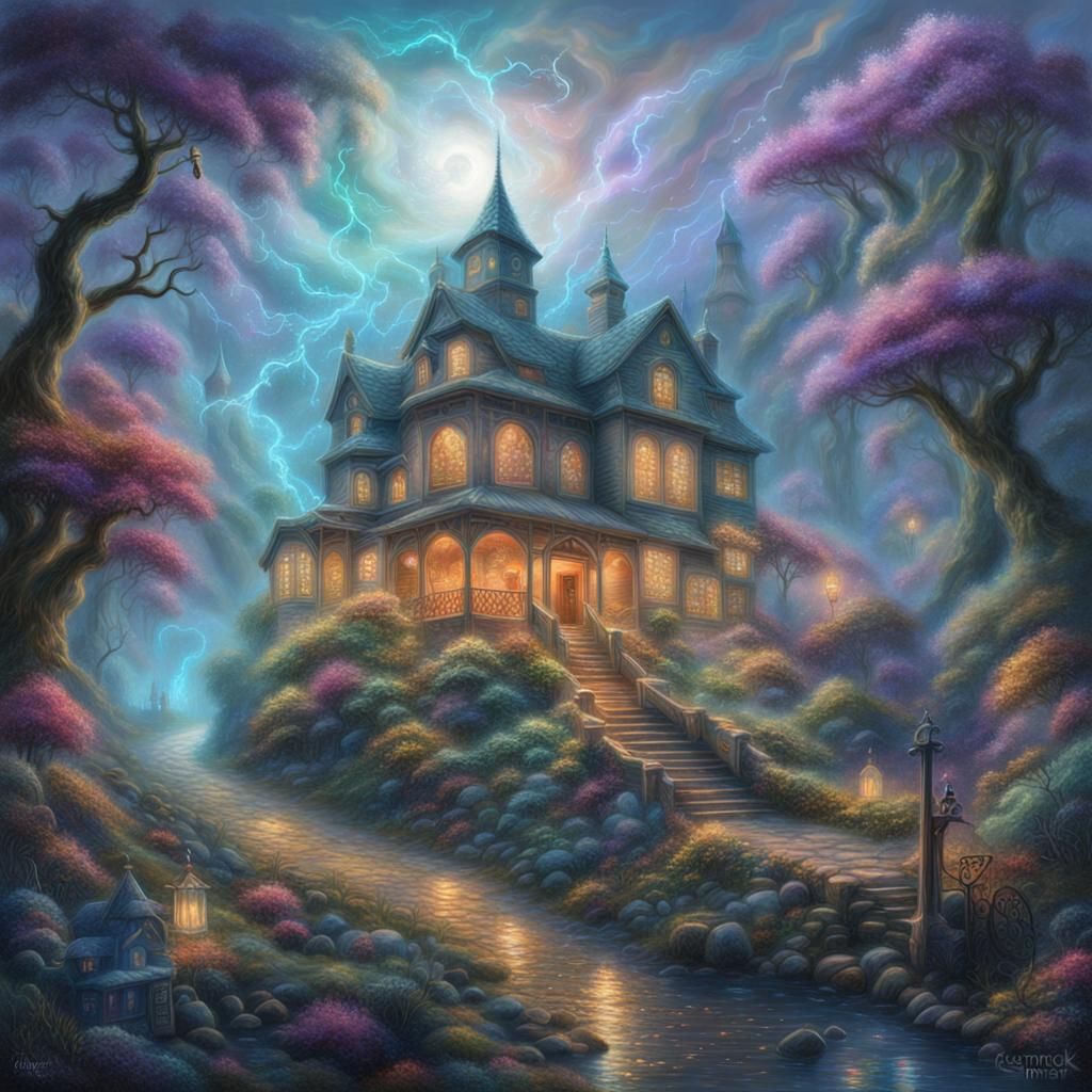 Ethereal Fantasy Landscape in Mixed Media