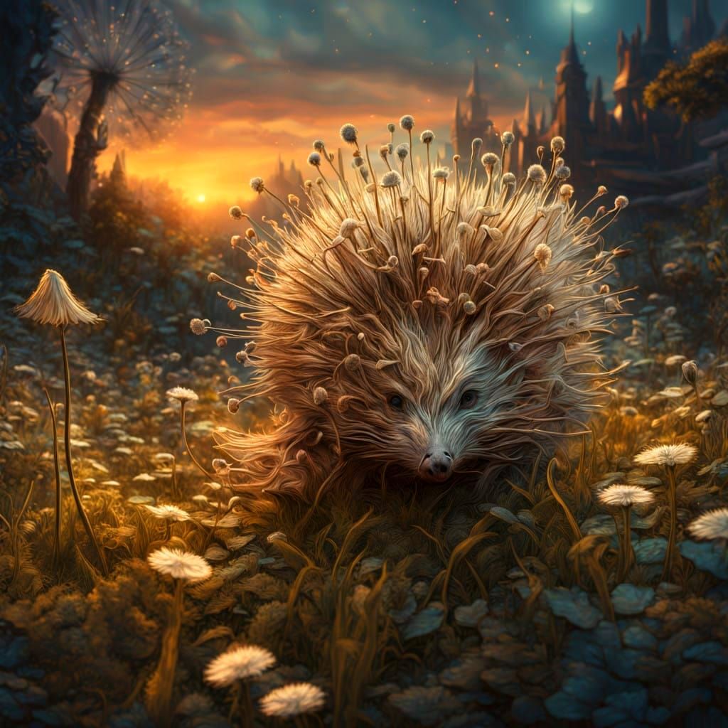 Golden Hour Dandelion Sculpture with Hedgerow Magic