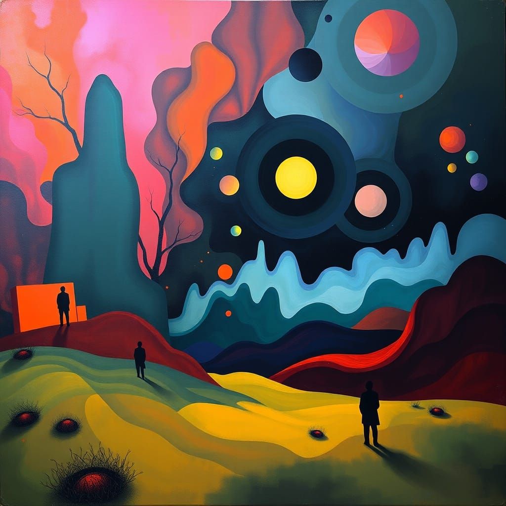 Dreamlike Abstract Scene with Vibrant Colors