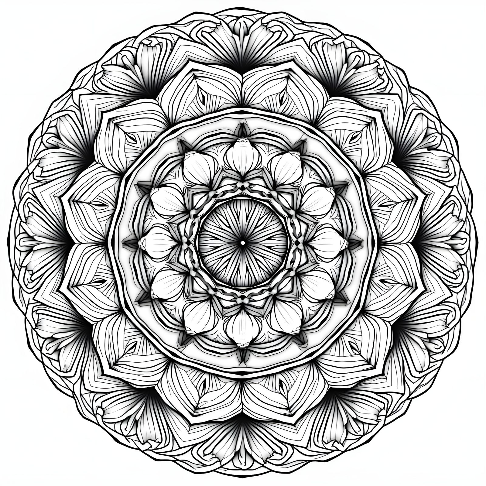 Intricate Mandala Design with Floral and Geometric Patterns