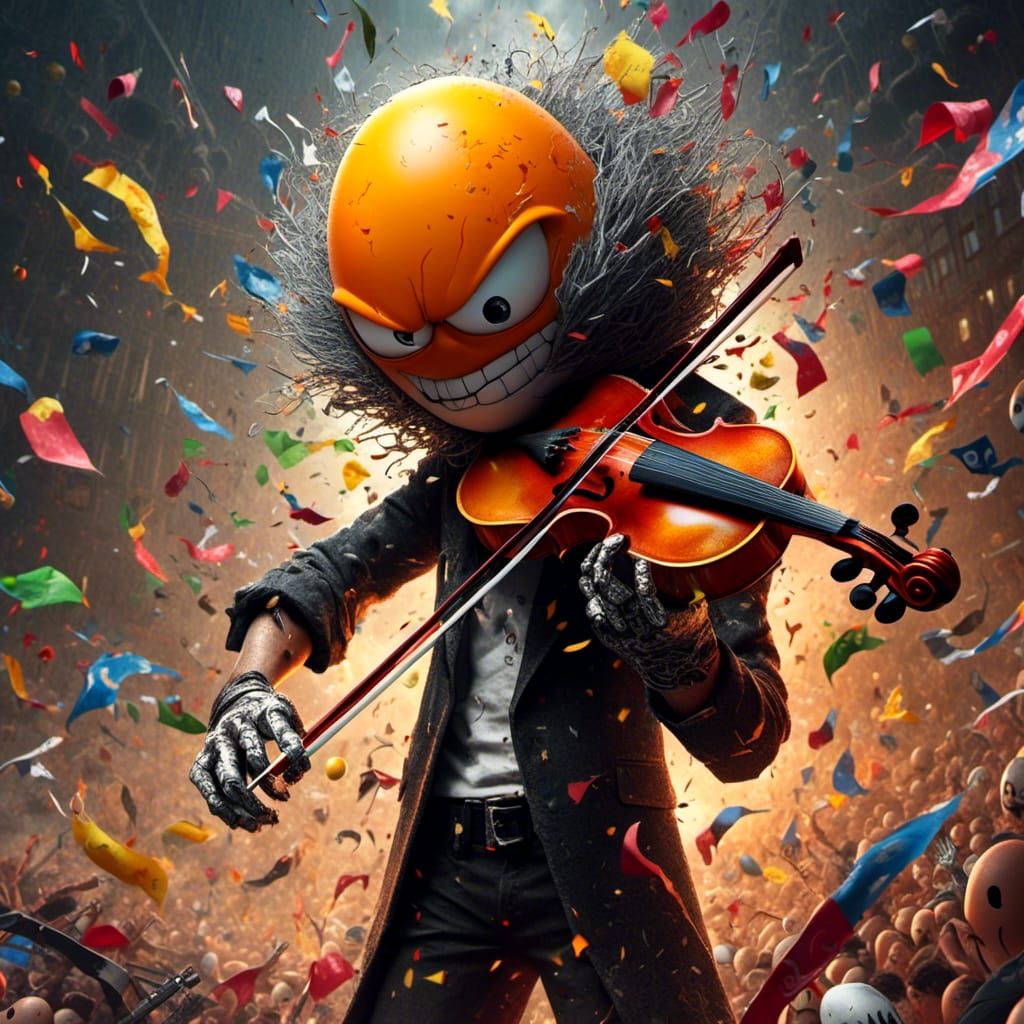 Furious Violinist Destroys Egg Violin in Anime Style