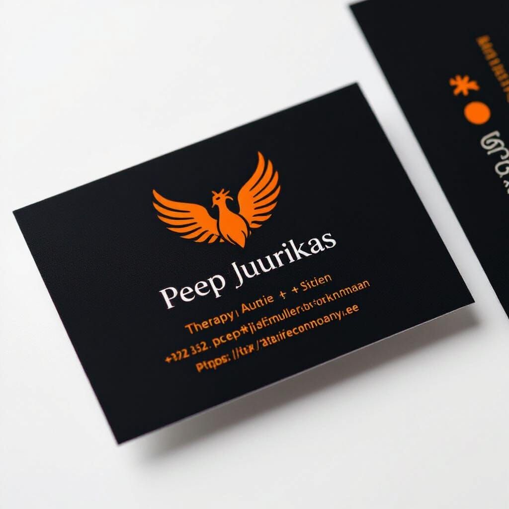 Sleek Phoenix Logo Business Card for Therapy Company