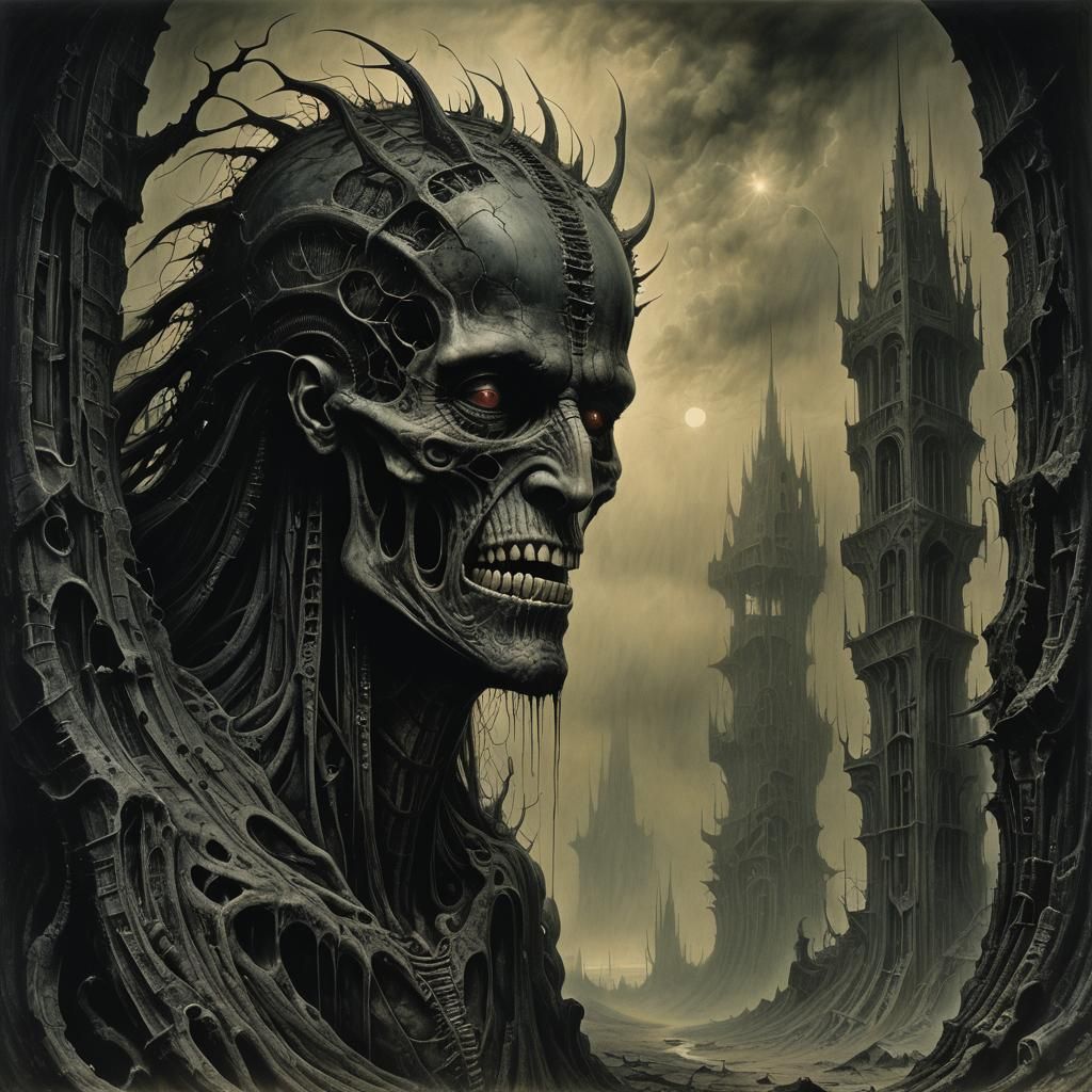 Stone Figure in Dark Surrealist Style