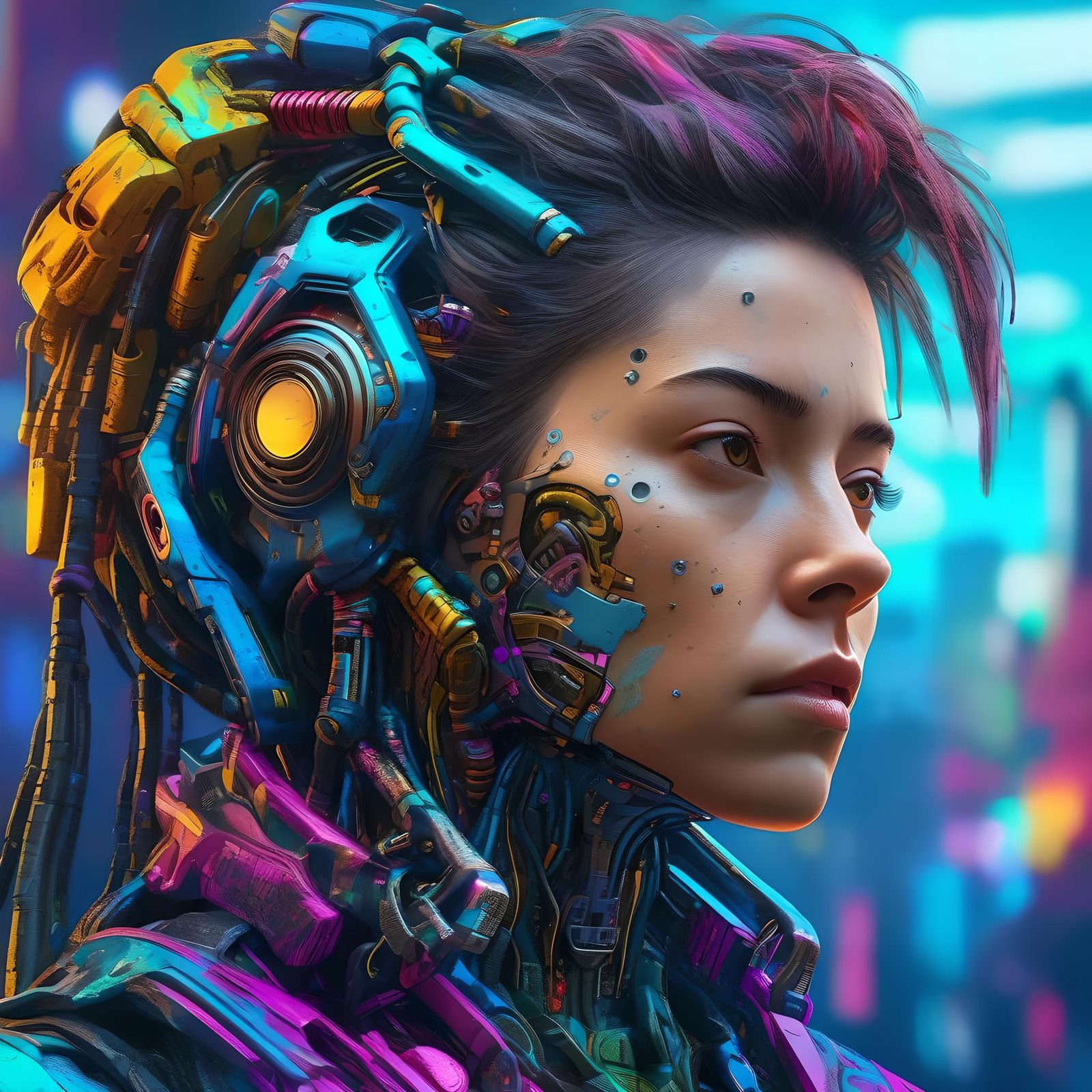Biopunk Woman Portrait in Cyberpunk Style