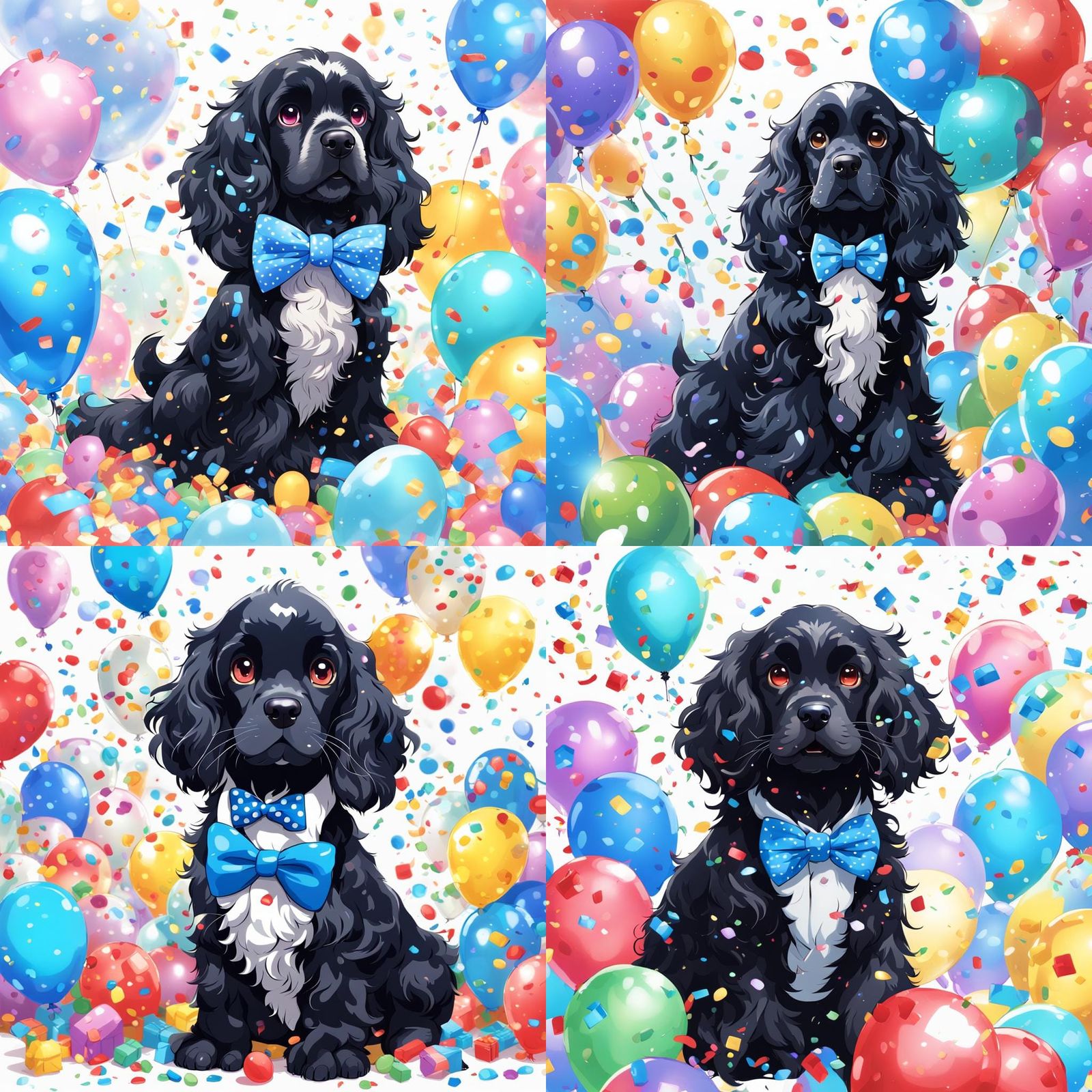 Festive Cocker Spaniel at Party in Anime Style