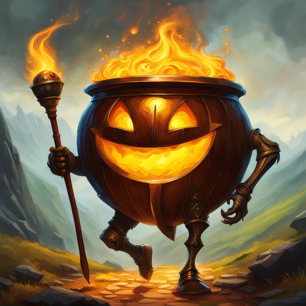 Animated Amber Ooze Cauldron Character
