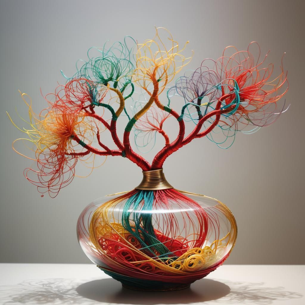 Ethereal Tree of Life Sculpture in Ikebana Style