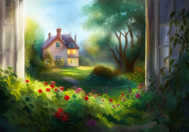 Lush Green Landscape View as Digital Art