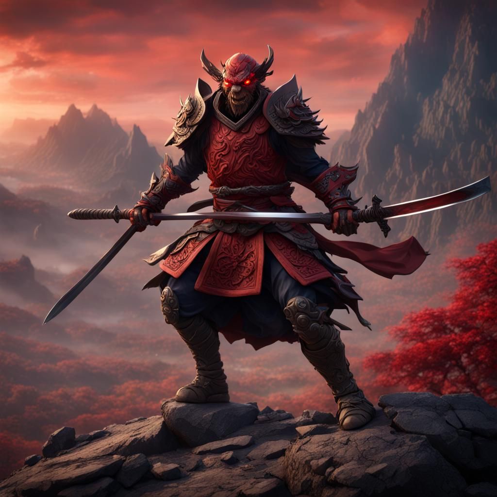 Hobgoblin Samurai Warrior in Mountain Battle