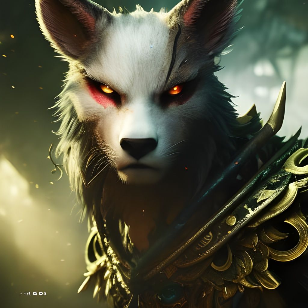 Anthropomorphic Demon in Jungle, Hyperdetailed Fantasy Art