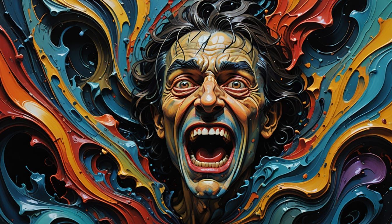 Distorted Dreamscape: Grok's Twisted Scream in Vibrant Oil
