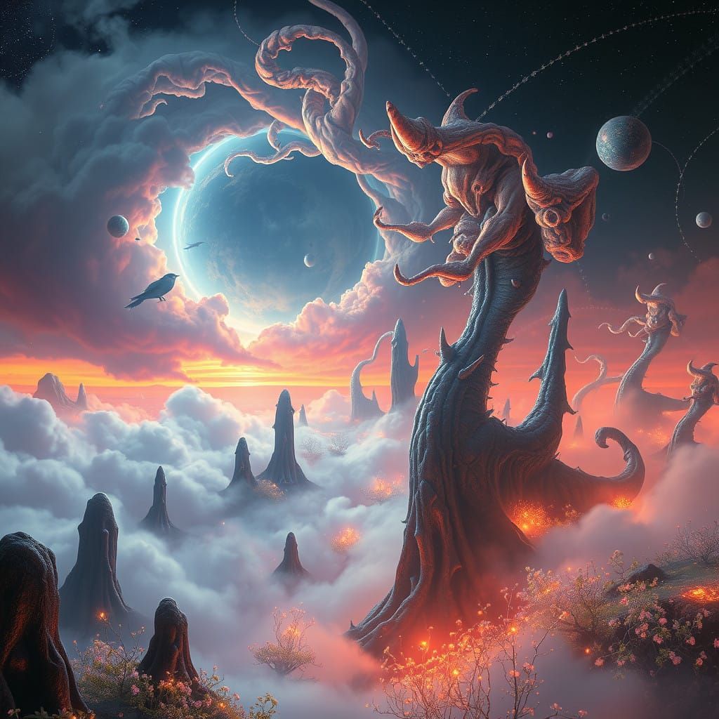 Dreamlike Celestial Landscape in Ethereal Expanse