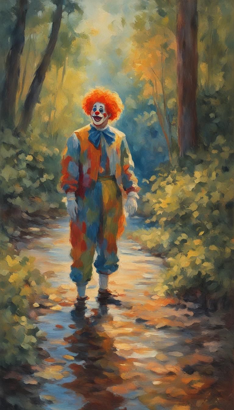 Happy Clown in Amazon, Impressionistic Style