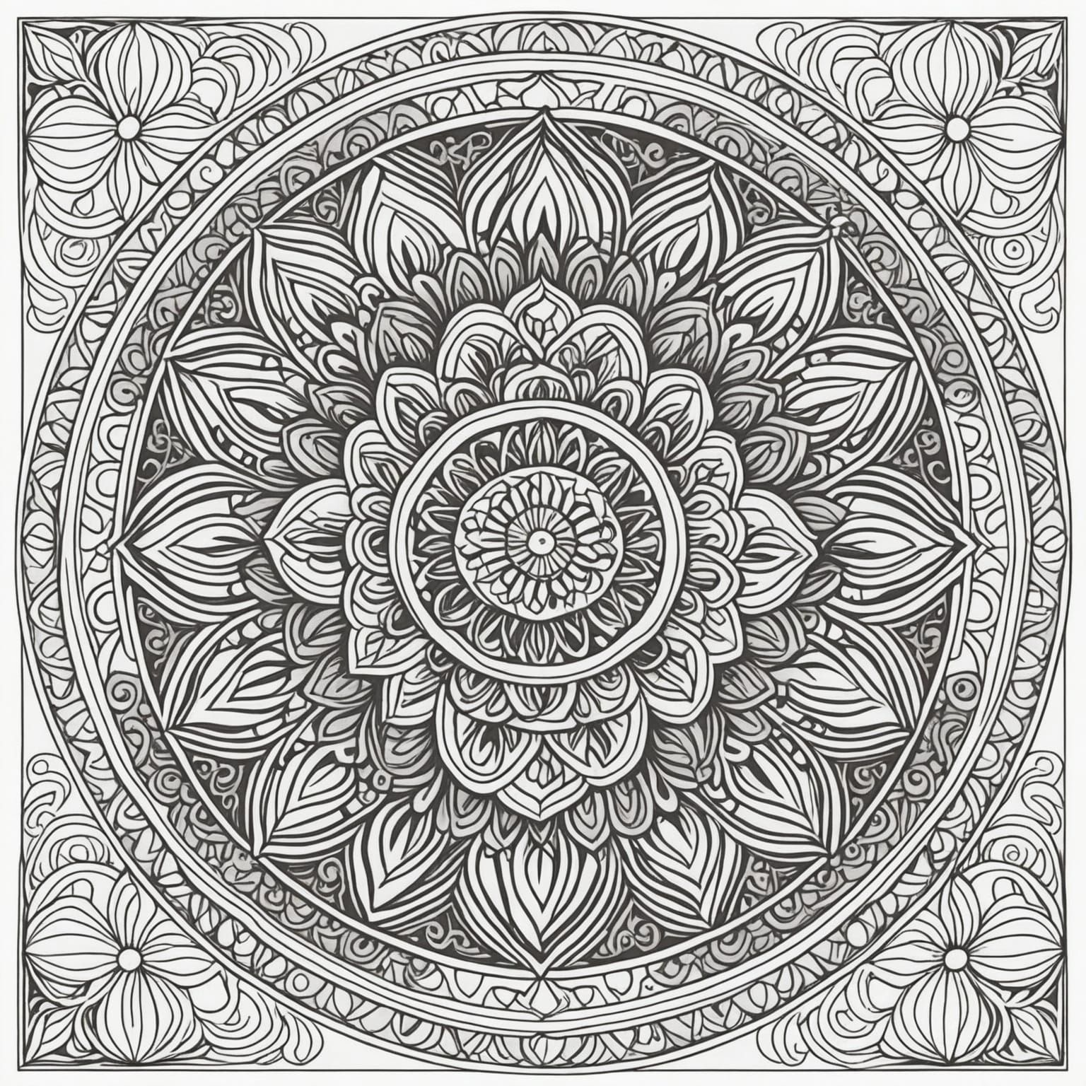 Dog Mandala Coloring Page With Floral Elements